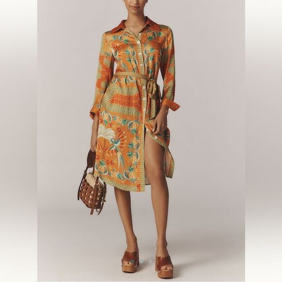 FARM Rio x Anthropologie Belted Shirt Dress